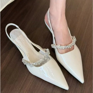 Xajzpa New Style Luxury Women's Water Diamond Slim Heeled Pointed High-heeled Shoes with A Headband and Sandals for Women Zapatos Mujer